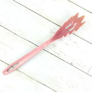 Vintage King Kraft Spaghetti Pasta Fork Slotted Spoon Pink EUC